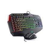 BoostBoxx Phobetor - Gaming Tastatur & Maus Set mit RGB-Beleuchtung - QWERTZ-Tastatur mit programmierbaren Makros - Maus für Rechts- und Linkshänder mit 11 Tasten und bis zu 2500 DPI