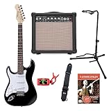 Rocktile Pro ST3-BK/RW-L Linkshänder (Lefty) E-Gitarre Black Set